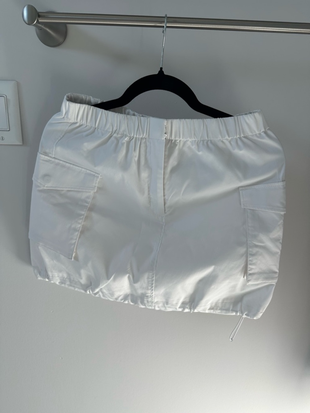 Babaton White Cargo Skirt with Drawstring Hem